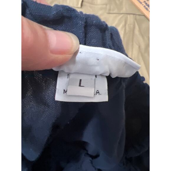 Bryn Walker size L navy outfit oversized 100% linen elastic waist cropped pants - Picture 10 of 12